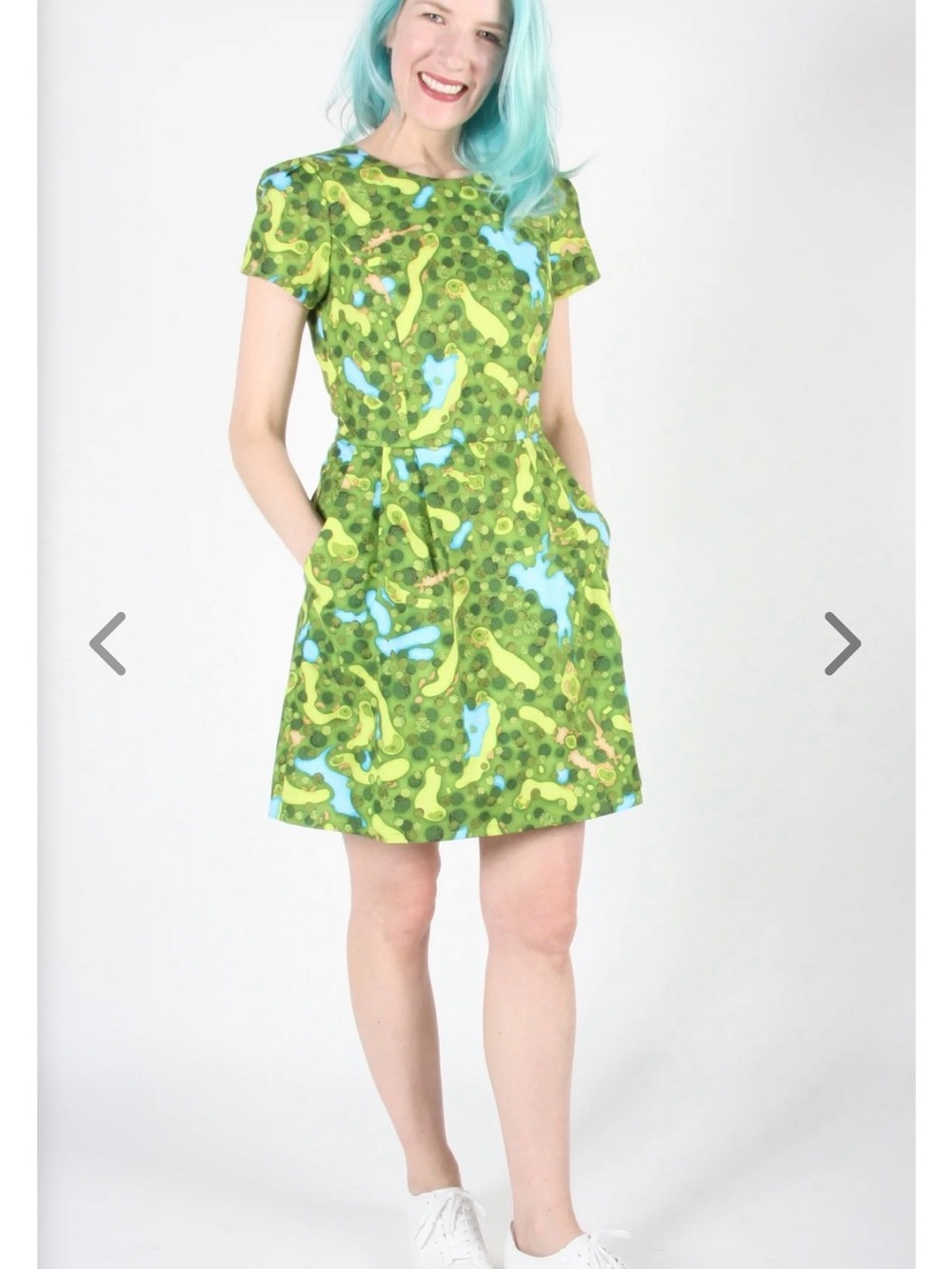 Birds of North America Green golf Printed Short-Sleeve dress, size 2